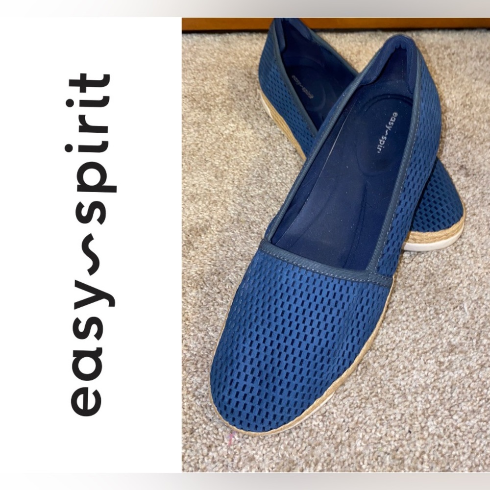 Easy Spirit 8.5 Portnia Navy Espadrille Almond Toe Flats